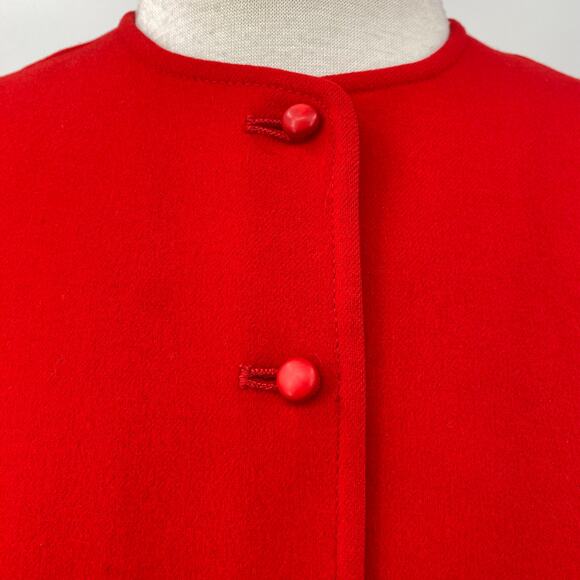 Vintage 70s Pendleton Wool Blazer Collarless Button Down Bolero Red Womens S - Picture 3 of 9